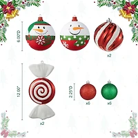 Glitzhome® 18 Pack Whimsical Red & Green Deluxe Large Ornaments