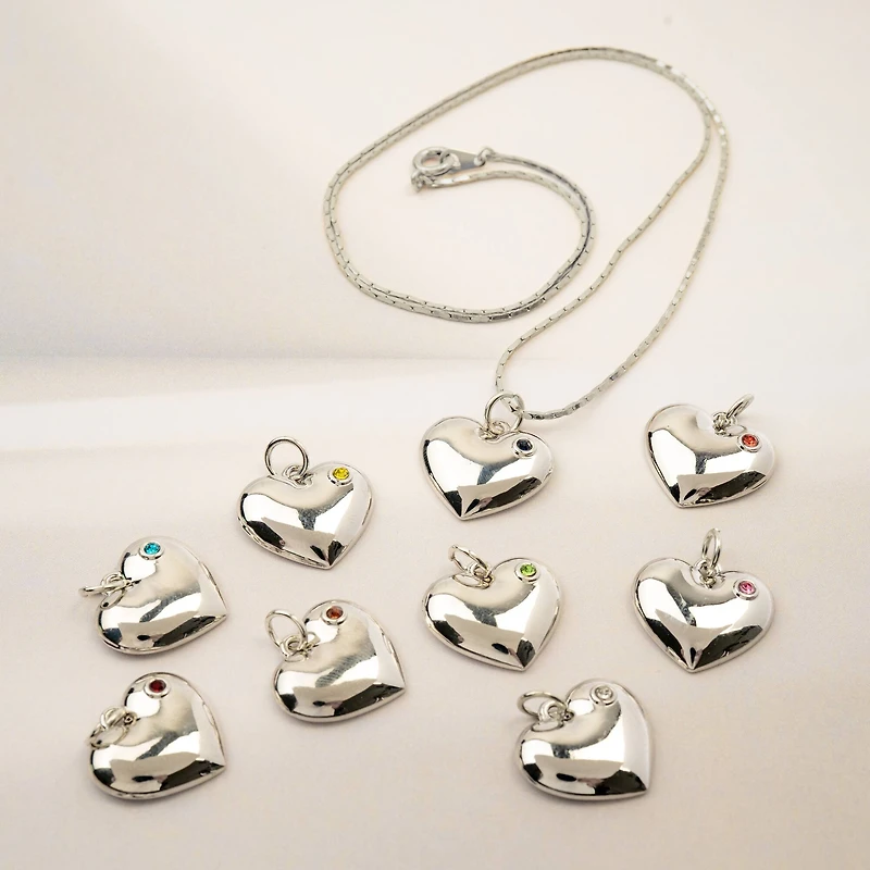 Crystal Lane DIY Silver Rhinestone Heart Charms, 9ct.