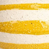 Hello Honey® 5.25" Yellow & White Striped Stoneware Vase with Sphere Shape & Footed Base
