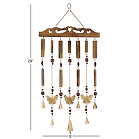 26" Brown Butterfly Mango Wood Coastal Windchime
