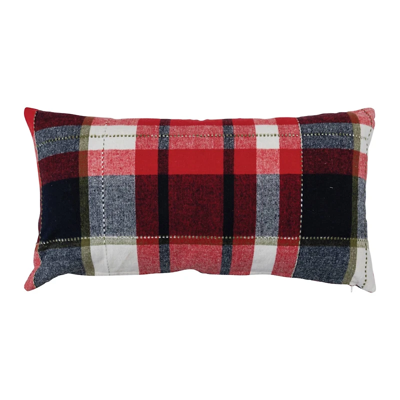 Hello Honey® 28" Plaid Applique Ho Ho Ho Brushed Cotton Flannel Lumbar Pillow