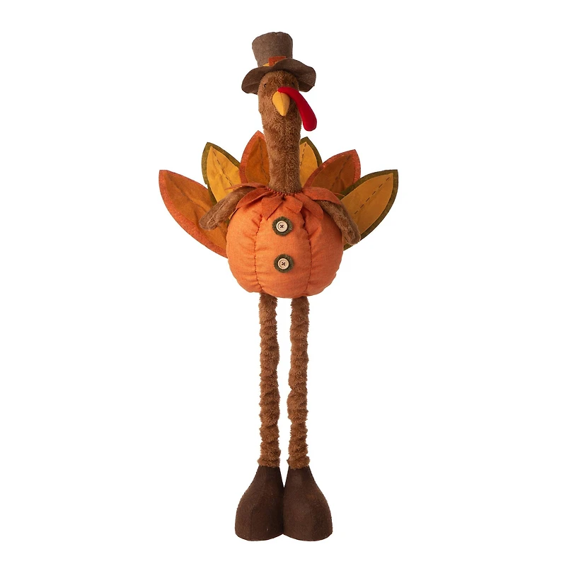 Glitzhome® Lighted Fabric Turkey Standing Décor with Telescoping Legs & Timer
