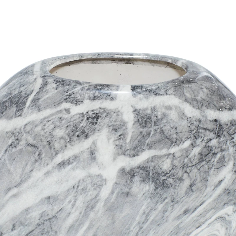 Set of 3 Grey Stoneware Contemporary Vase, 9" x 8"