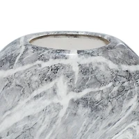 Set of 3 Grey Stoneware Contemporary Vase, 9" x 8"