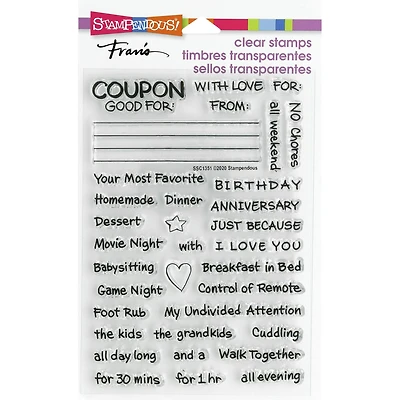Stampendous® Fran's Coupons Gift Clear Stamp Set