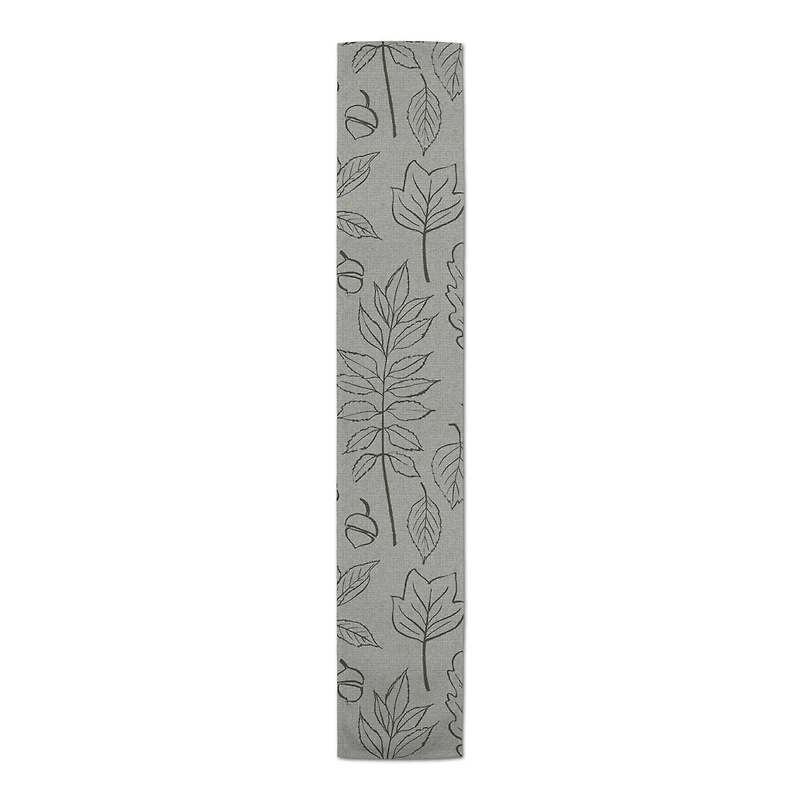 90'' Green Leaf Pattern Cotton Twill Runner
