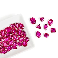 CousinDIY Silver Fuchsia Glass Sew-On Rhinestones, 48ct.