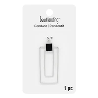 Silver & Black Overlapping Rectangles Pendant by Bead Landing™