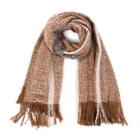 Glitzhome® 70" Tan, White & Gray Scarf with Tassels
