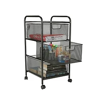 Mind Reader Black 3 Drawer Mesh Rolling Cart