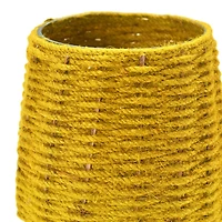 Hello Honey® 5.5" Mustard Hand-Woven Jute & Glass Votive Candle Holder