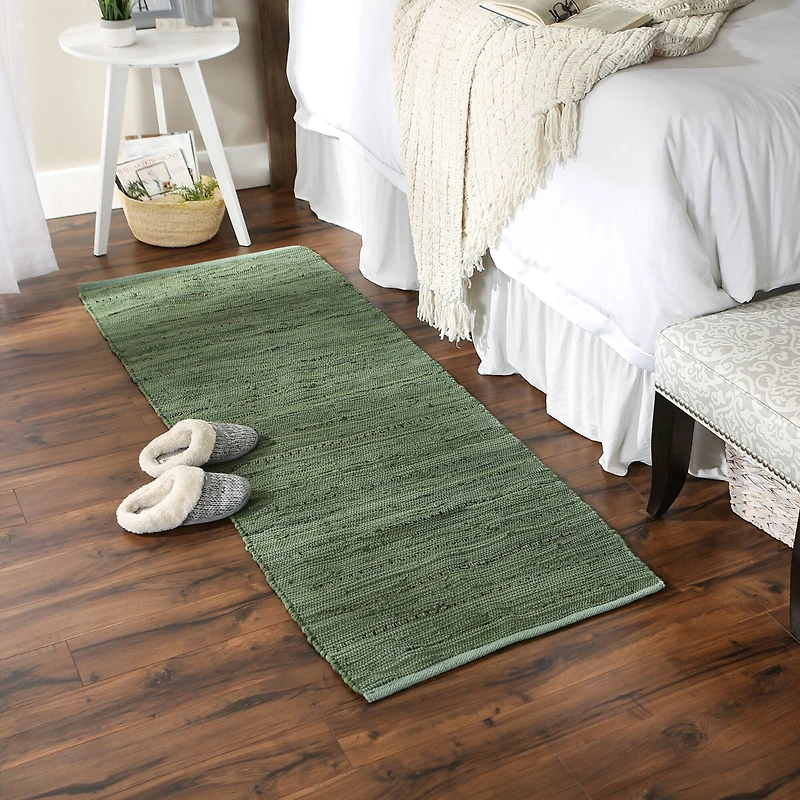 DII® Olive Green Rag Rug, 2ft. x 6ft.