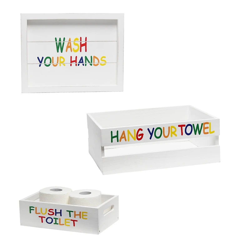 Elegant Designs White Wash Kids Towel Holder