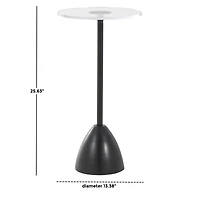 25.5" Black Metal Pedestal Accent Table with Clear Acrylic Tabletop