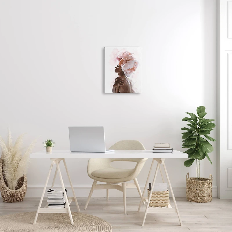 Stupell Industries Woman with Pink Floral Crown Canvas Wall Art