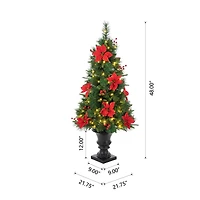 2 Pack 4ft. Pre-Lit Pine Artificial Christmas Porch Tree