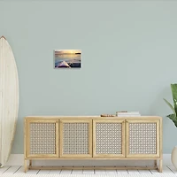 Stupell Industries Lake Life Is Simple Phrase Kayak Boat Sunrise Wood Wall Plaque