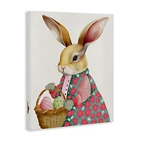 Stupell Industries Easter Bunny with Egg Basket Canvas Wall Art