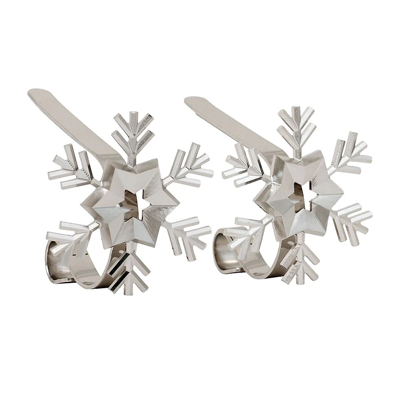 Original MantleClip® Silver Snowflake Icons Stocking Holders, 2ct.