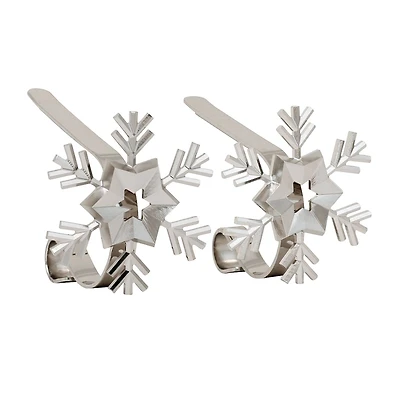 Original MantleClip® Silver Snowflake Icons Stocking Holders, 2ct.