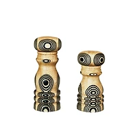 Hello Honey® Natural & Black Inlaid Circles Wood Salt & Pepper Mills Set