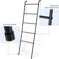NEX™ 5.5ft. 5-Tier Black Wall-Mounted Metal Blanket and Towel Ladder