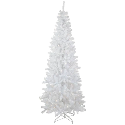 6.5ft. Pre-Lit White Georgian Pine Pencil Artificial Christmas Tree, Warm White LED Lights