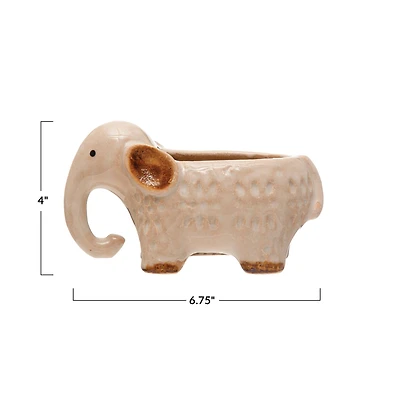 Hello Honey® 7" Ivory 2-Tone Stoneware Elephant Planter