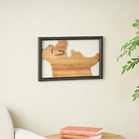 Abstract Handmade Live Edge Wood Slab Wall Décor with Black Frame