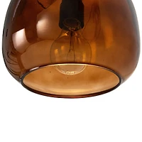 Hello Honey® 8.25" Amber Round Glass & Metal Pendant Lamp with Hardwire