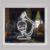 15" White LED Neon Style Skeleton Halloween Window Silhouette