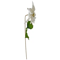 White & Gold Christmas Poinsettia Stem