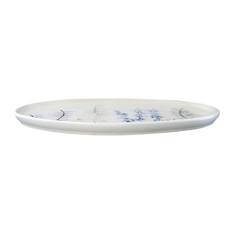 Hello Honey® 14" Floral Reactive Crackle Glaze Debossed Stoneware Platter