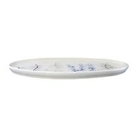 Hello Honey® 14" Floral Reactive Crackle Glaze Debossed Stoneware Platter
