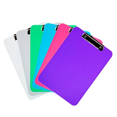 JAM Paper Assorted Colors Letter Size Plastic Clipboards with Metal Clip, 6ct.