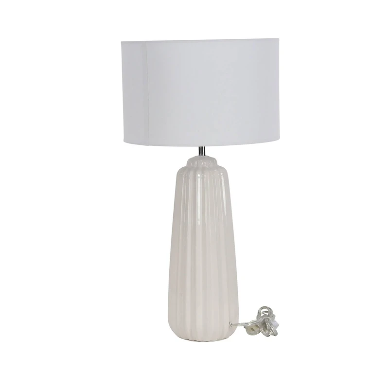 24" White Stone Traditional Table Lamp