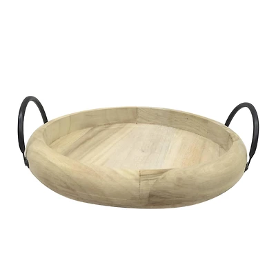 14" Round LED Flameless Candle Wood Tray by Ashland®