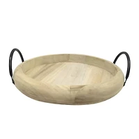 14" Round LED Flameless Candle Wood Tray by Ashland®