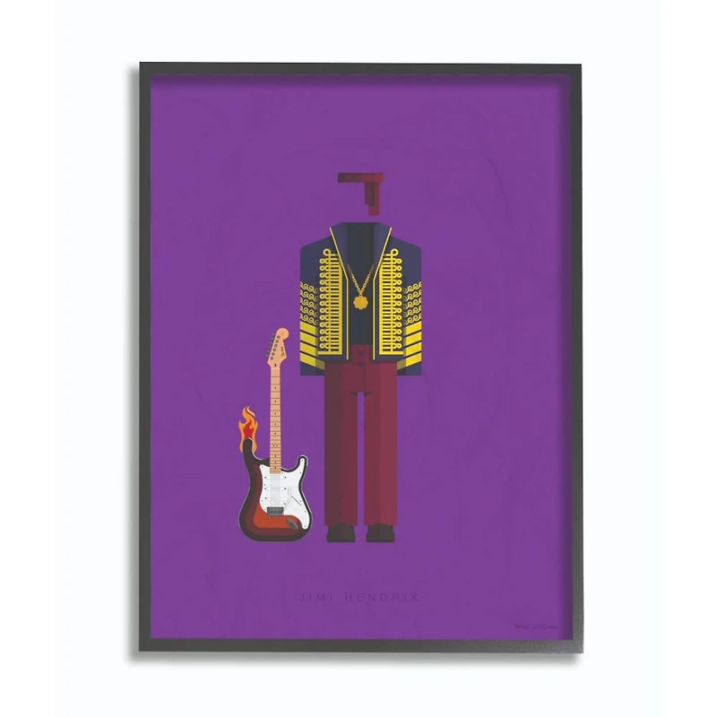 Stupell Industries Jimi Hendrix Fashion Design Black Framed Wall Art