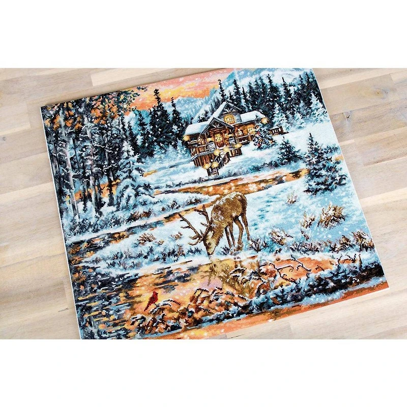 Luca-S Snowy Cabin Counted Cross Stitch Kit