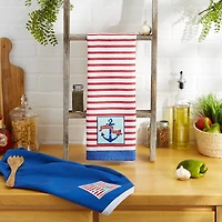 DII® Anchor's Away Collection Embellished Patch Kitchen Dishtowels, 2ct.