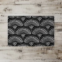 18" x 27" Black & White Bohemian Fan Sketch Pattern Floor Mat