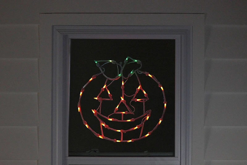 14" Lighted Jack-O-Lantern Halloween Double Sided Window Silhouette Decoration