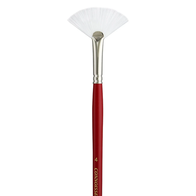 Connoisseur® White Taklon All Media Long Handle Fan Brush