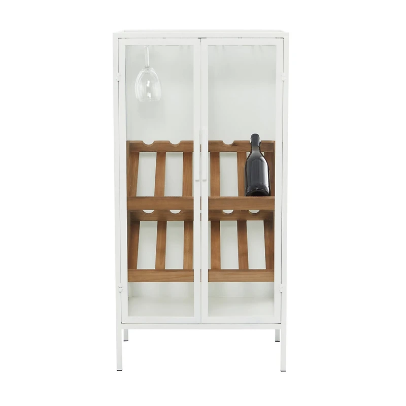 White Metal Farmhouse Standing Wine Rack 41" x 21" x 14"