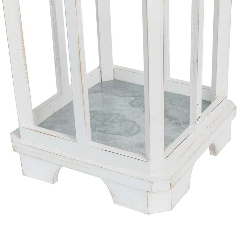 Glitzhome® Wash White Farmhouse Wooden Church Window Frame Lanterns, 2ct.