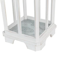 Glitzhome® Wash White Farmhouse Wooden Church Window Frame Lanterns, 2ct.