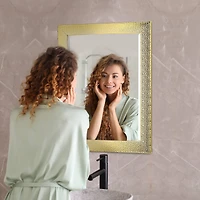 Head West White & Gold Framed Bevel Vanity Accent Mirror - 33" x 27"