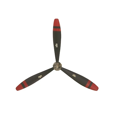 25" Black & Red Metal Industrial Propellor Wall Décor