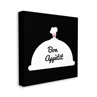 Stupell Industries Bon Appetit Phrase Mustache Chef Modern Design Canvas Wall Art
